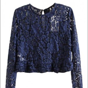 NWT Zara Navy lace top unlined 😮
